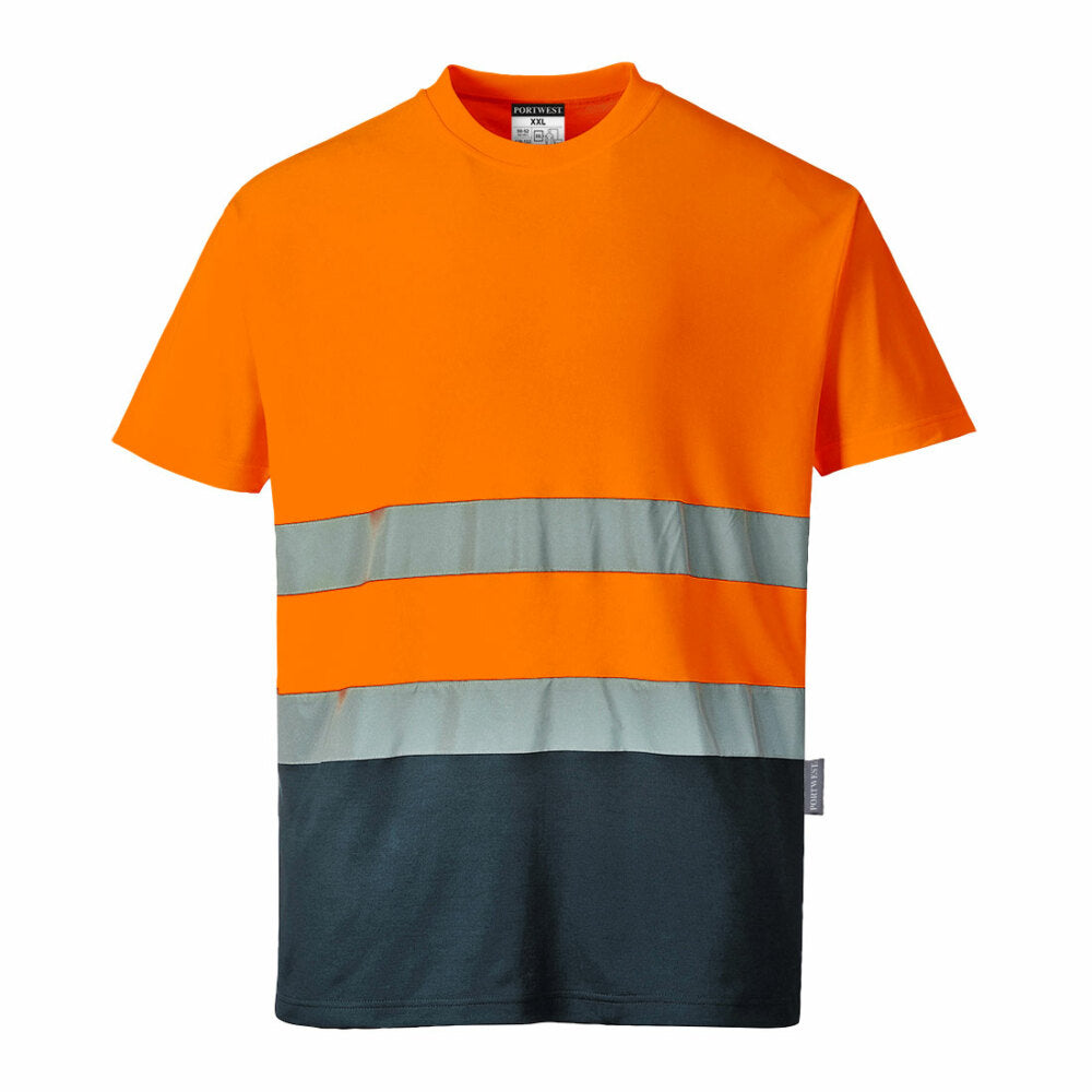 Portwest - Two Tone Cotton Comfort T-Shirt - Orange/Navy