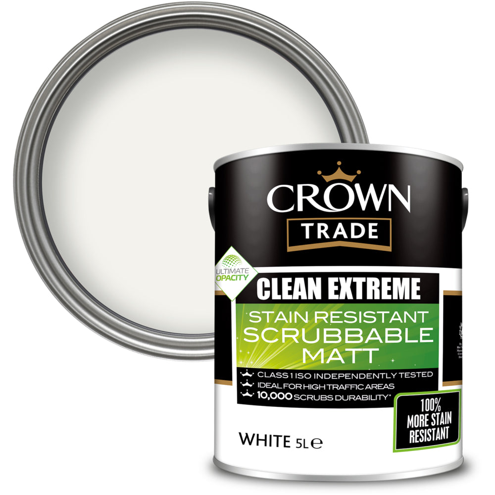 Crown Trade Clean Extreme Stain Reistant Scrubbable Matt White 5L