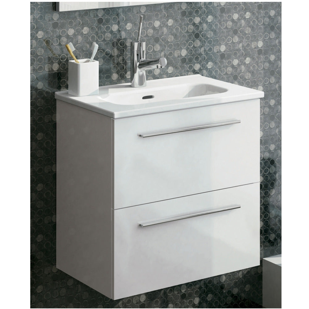 Paris Wall Hung 2 Drawer Vanity Unit Gloss White - 500mm