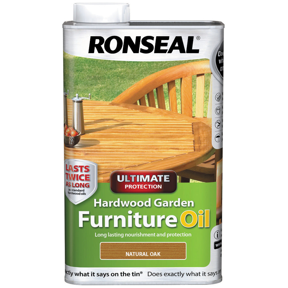 Ronseal Ultimate Protection Hardwood Garden Furniture Oil Natural Oak 1L