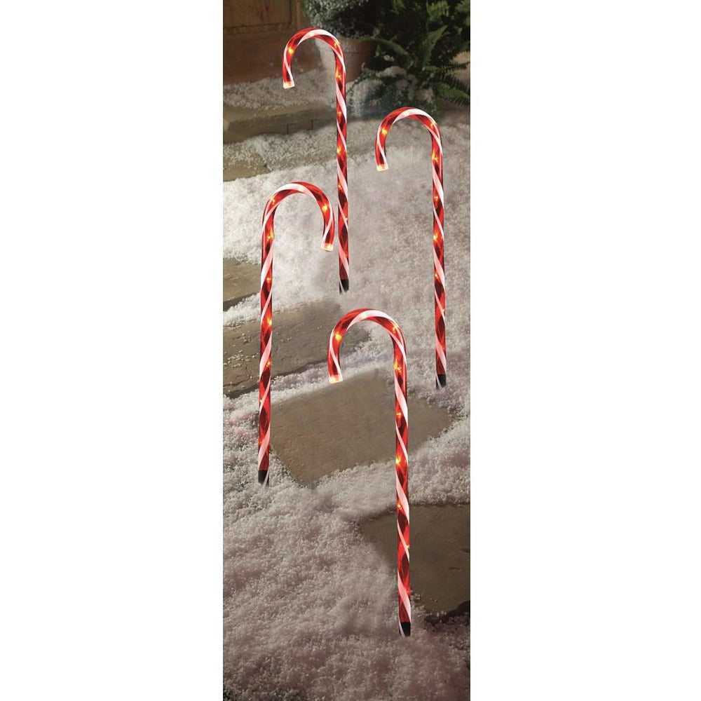 Premier Decorations - Candy Cane Path Lights Red - Set of 4