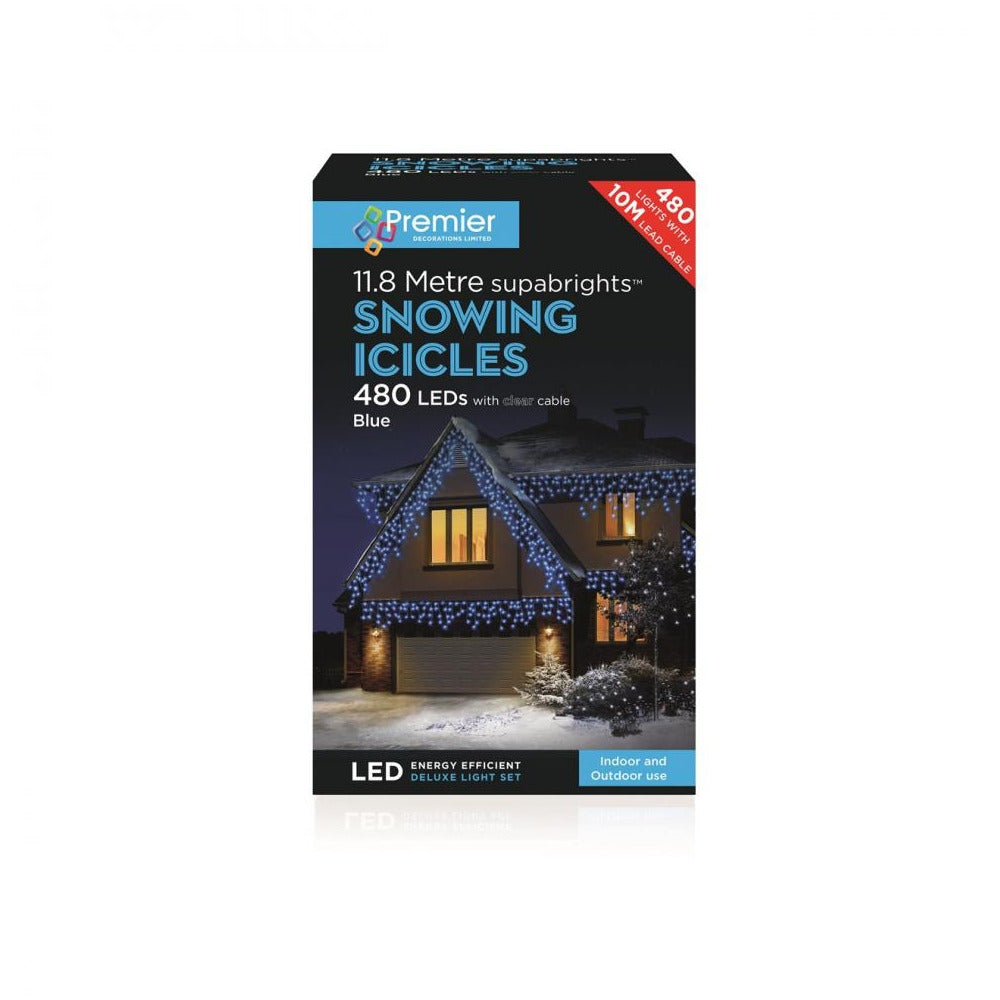 Premier Decorations - 480 Snowing Icicles - Blue