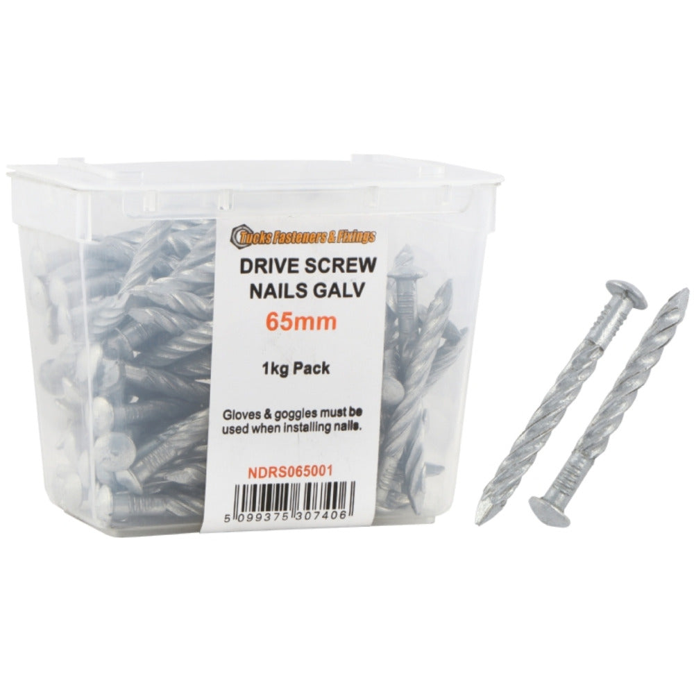 Tucks - 100mm Drive Screw Nails Galvanised 1kg Tub
