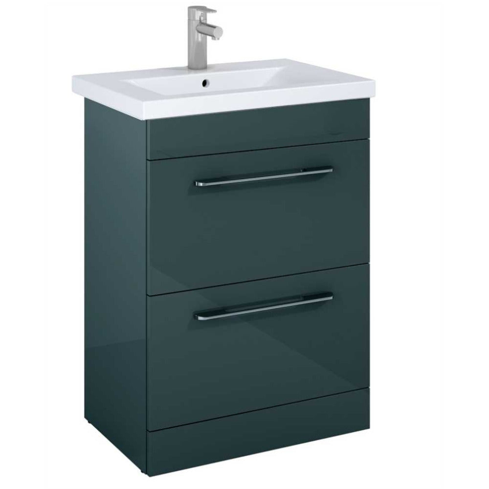 Otto Plus Floor Standing 2 Drawer Vanity Unit - D39cm Gloss Grey - 500mm