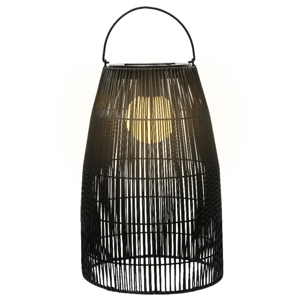 Lumineo Solar-Powered Black Wicker Effect Integrated LED Outdoor Hanging lantern