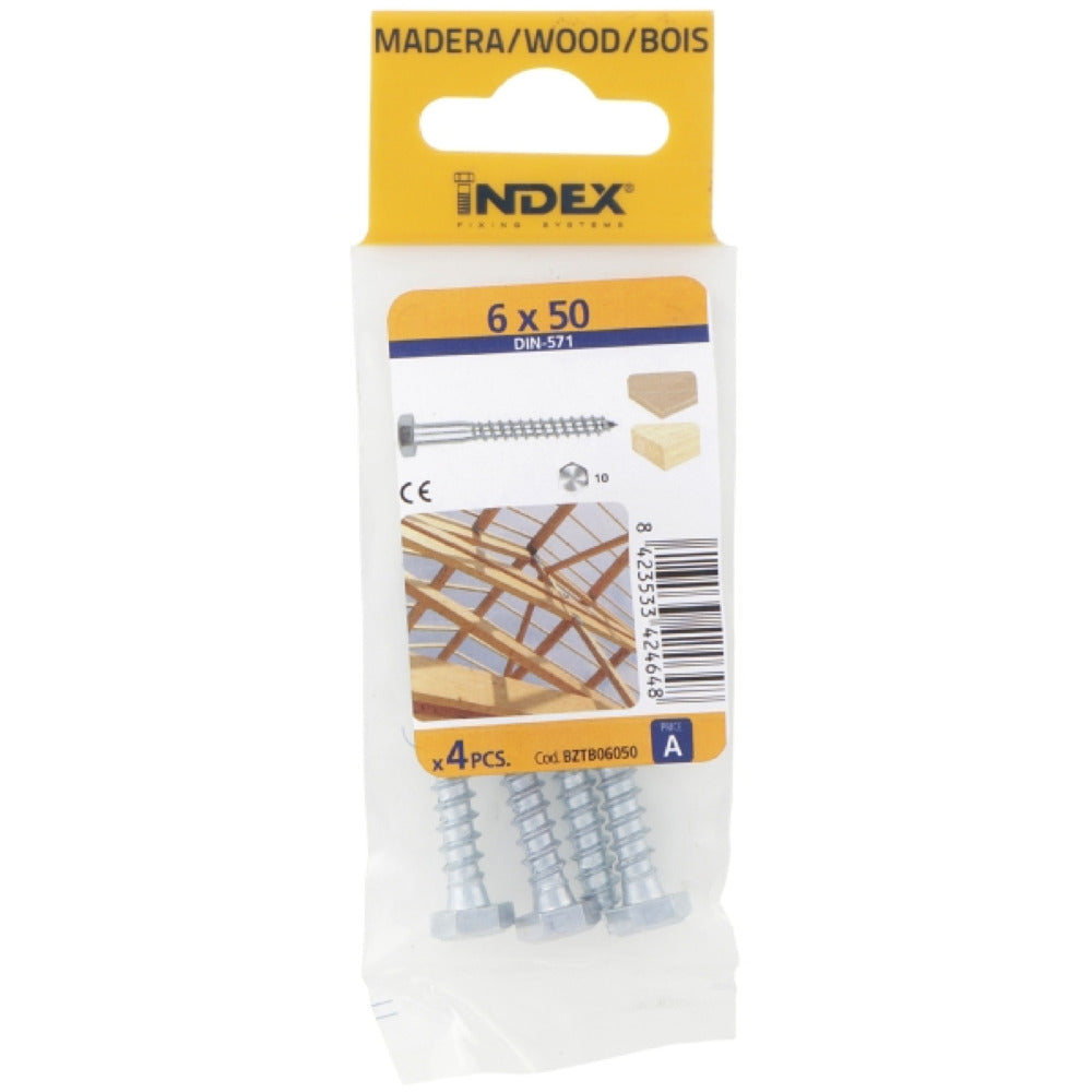 Index Prepack Coach Screw 8x80 Pack4