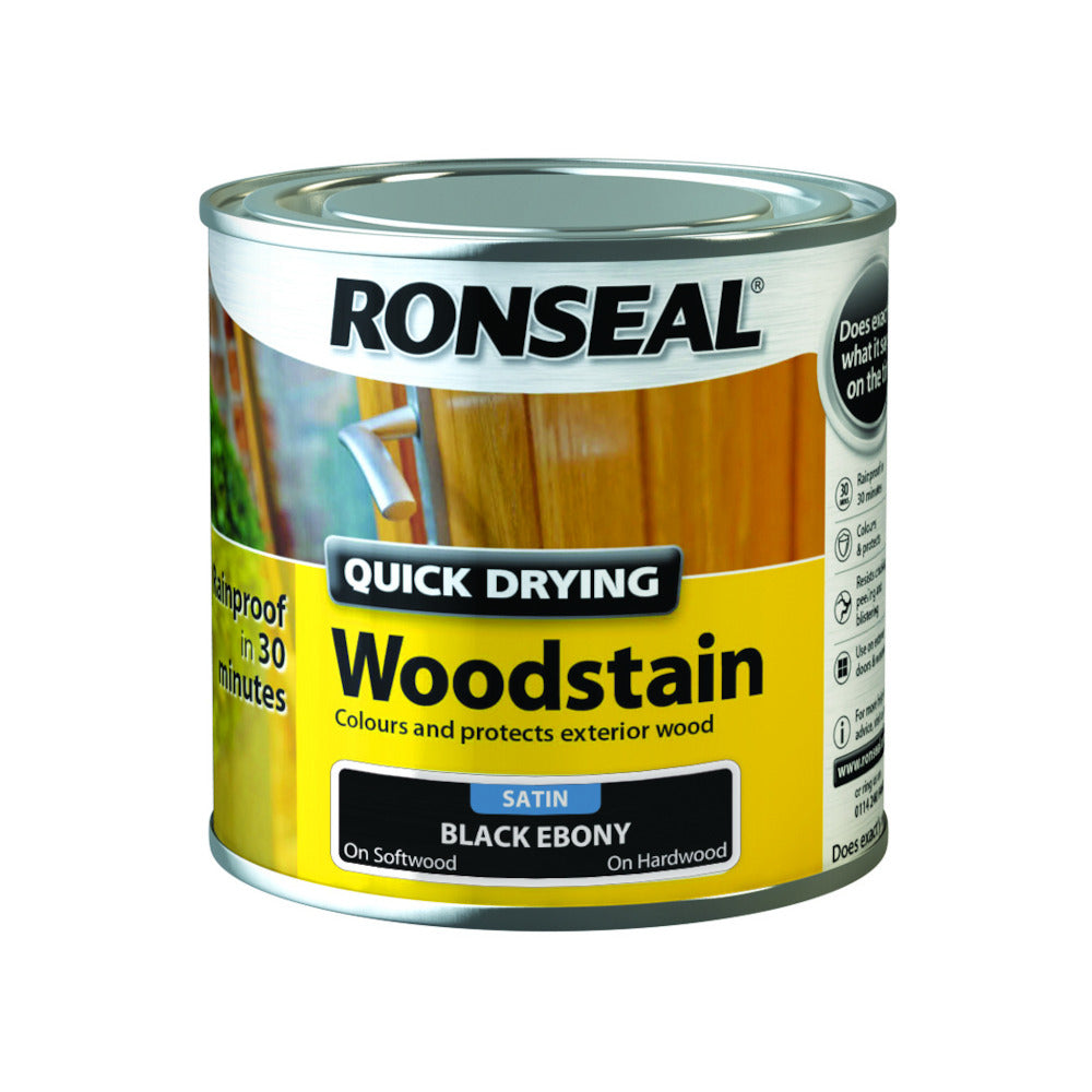 Ronseal Quick Drying Woodstain Black Ebony Satin 250ml
