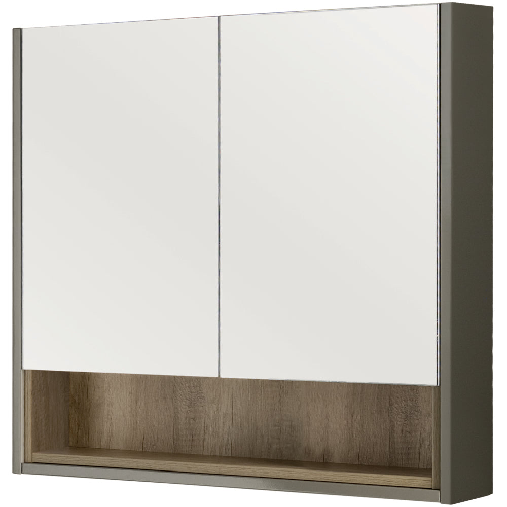 Lucca 800mm Mirror Cabinet - Gloss Taupe