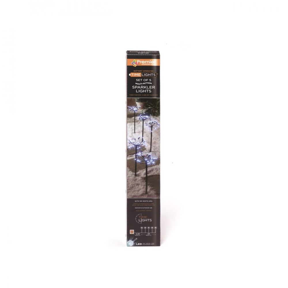 Premier Decorations - Battery Operated Set of 5 Sparkler Lights - White