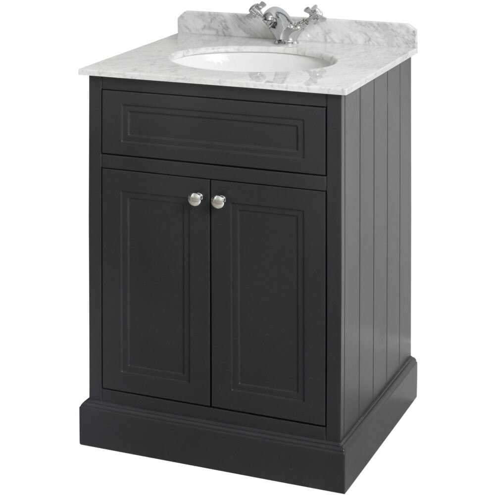 Charlotte 600mm Anthracite/White Marble Unit