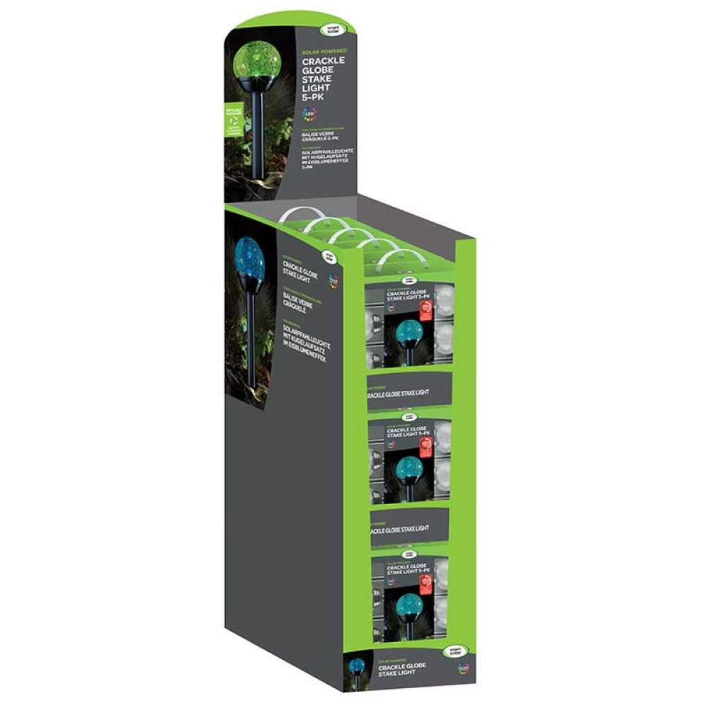 Smart Solar - Crackle Globe Stake Light, 5pc Carry Pack, FSDU 15