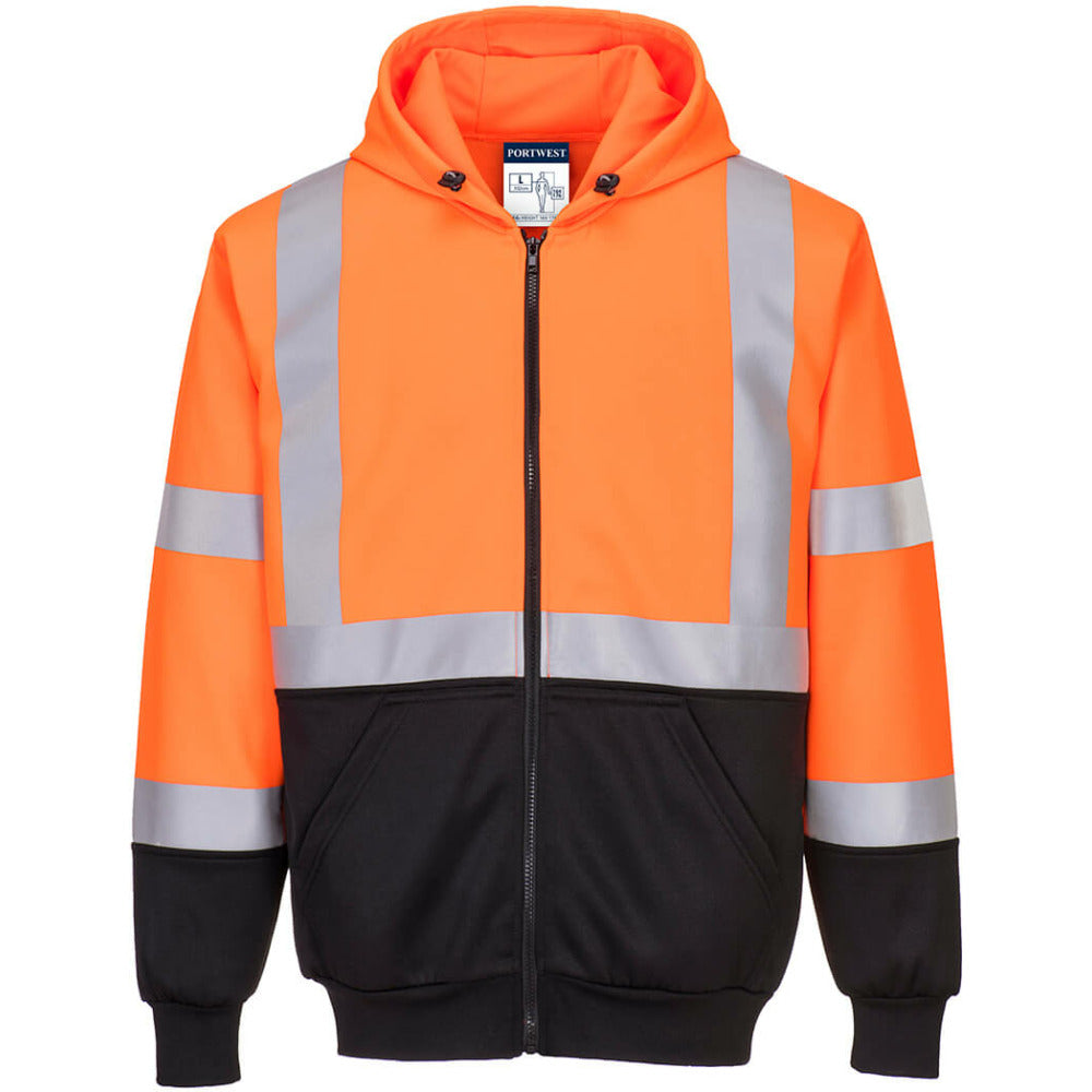 Portwest - Hi-Vis Two-Tone Zipped Hoodie - Orange/Black
