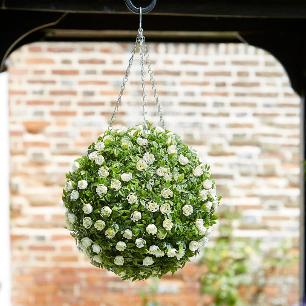 Faux Decor - White Rose Ball 30cm