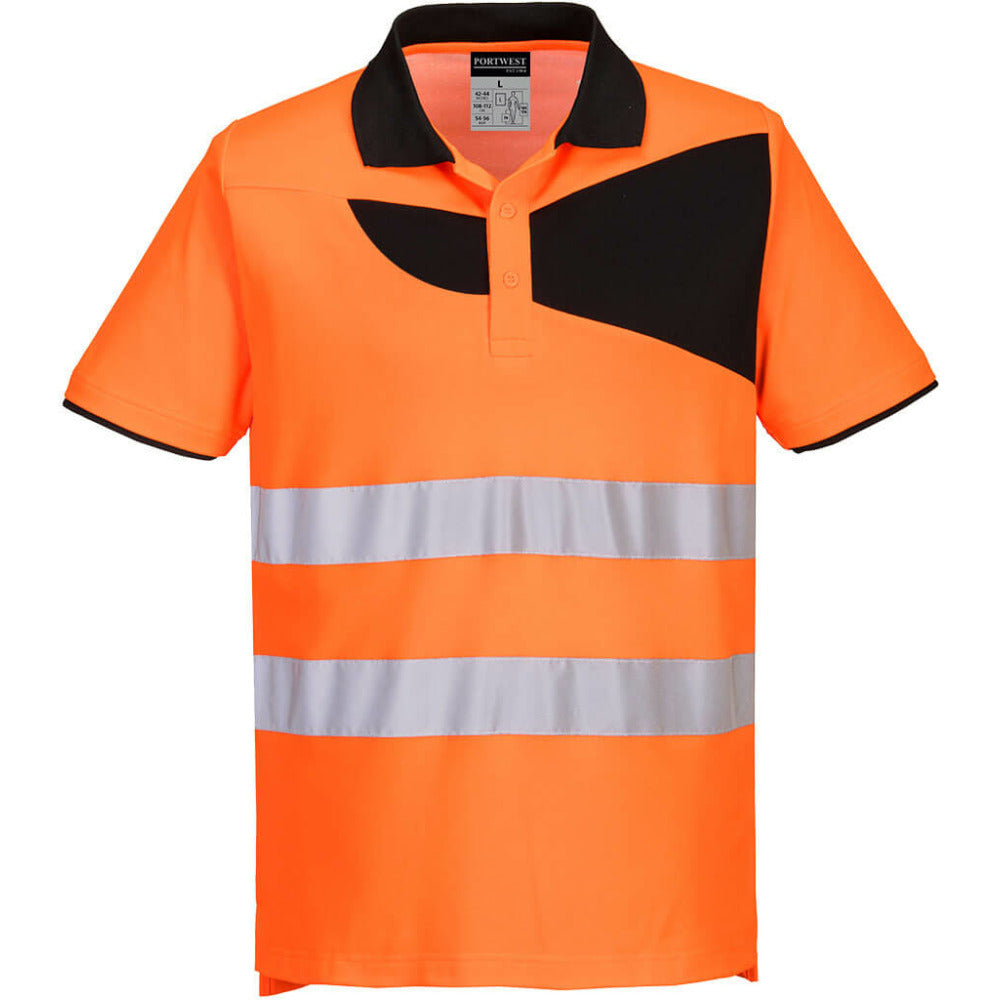 Portwest - PW2 Hi-Vis Polo Shirt S/S - Orange/Black