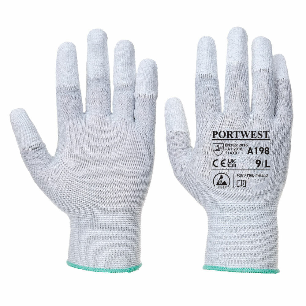 Portwest - Antistatic PU Fingertip Glove - Grey