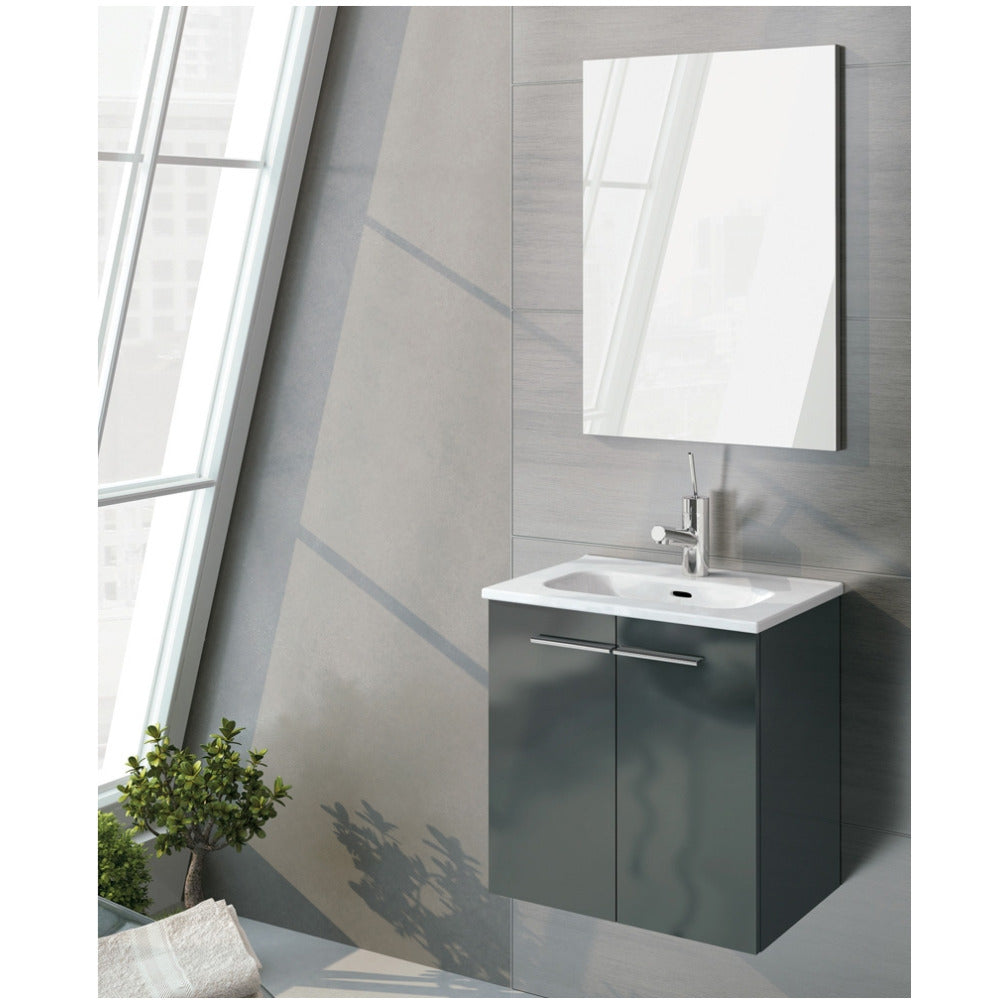 Paris Wall Hung 2 Door Vanity Unit Gloss Grey - 500mm