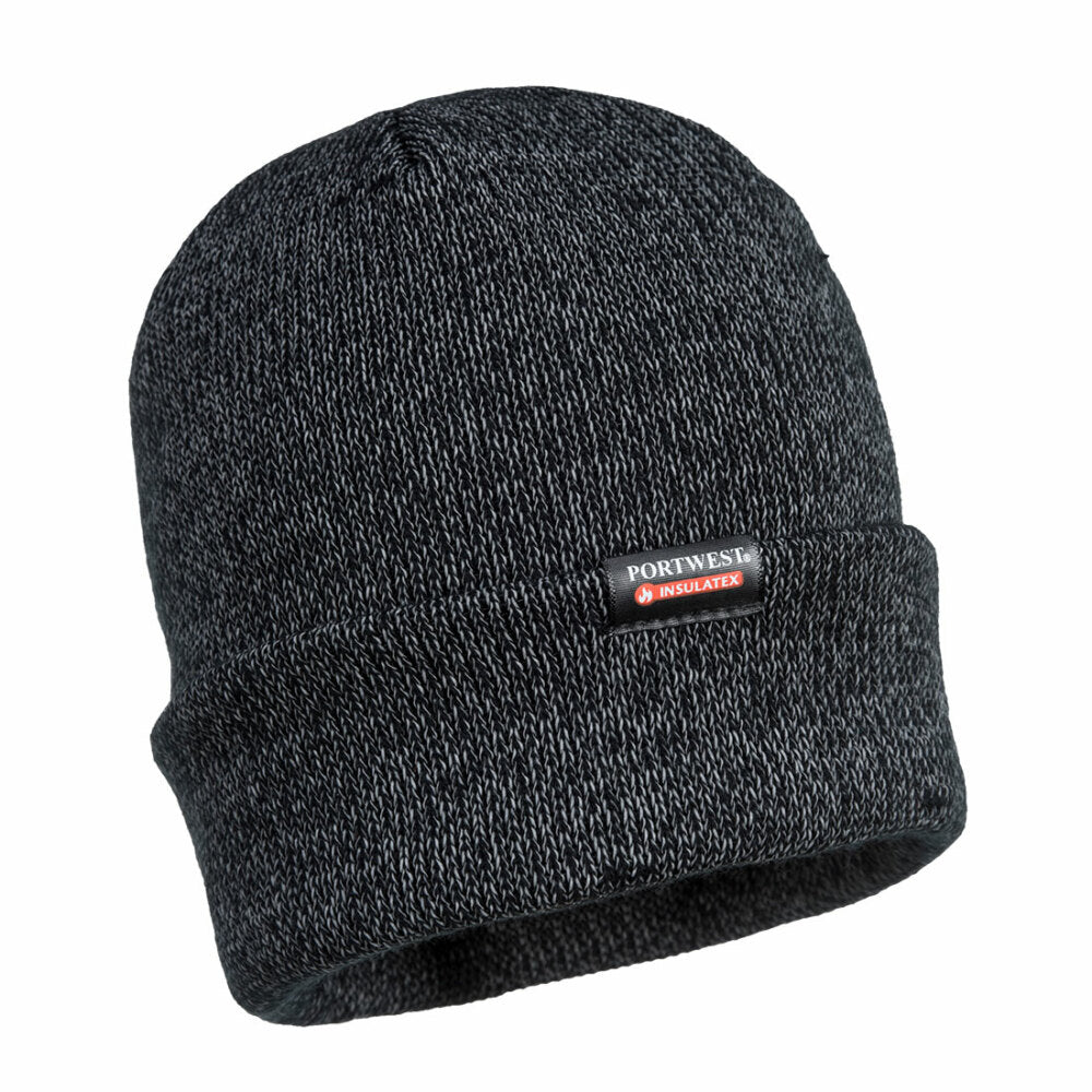 Portwest - Reflective Knit Hat, Insulatex Lined - Black