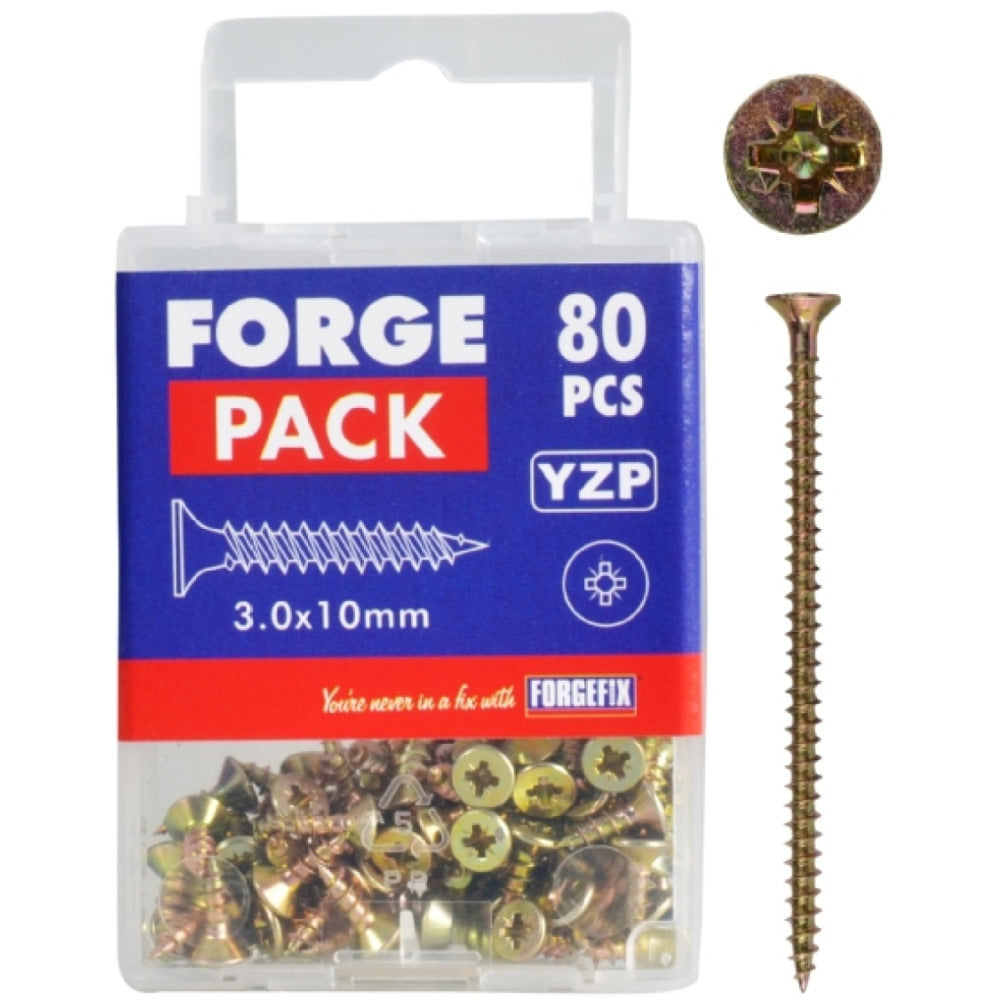 ForgePack Multi Purpose Screw Zinc Yellow Passivated 3.0x16mm (Pack50)
