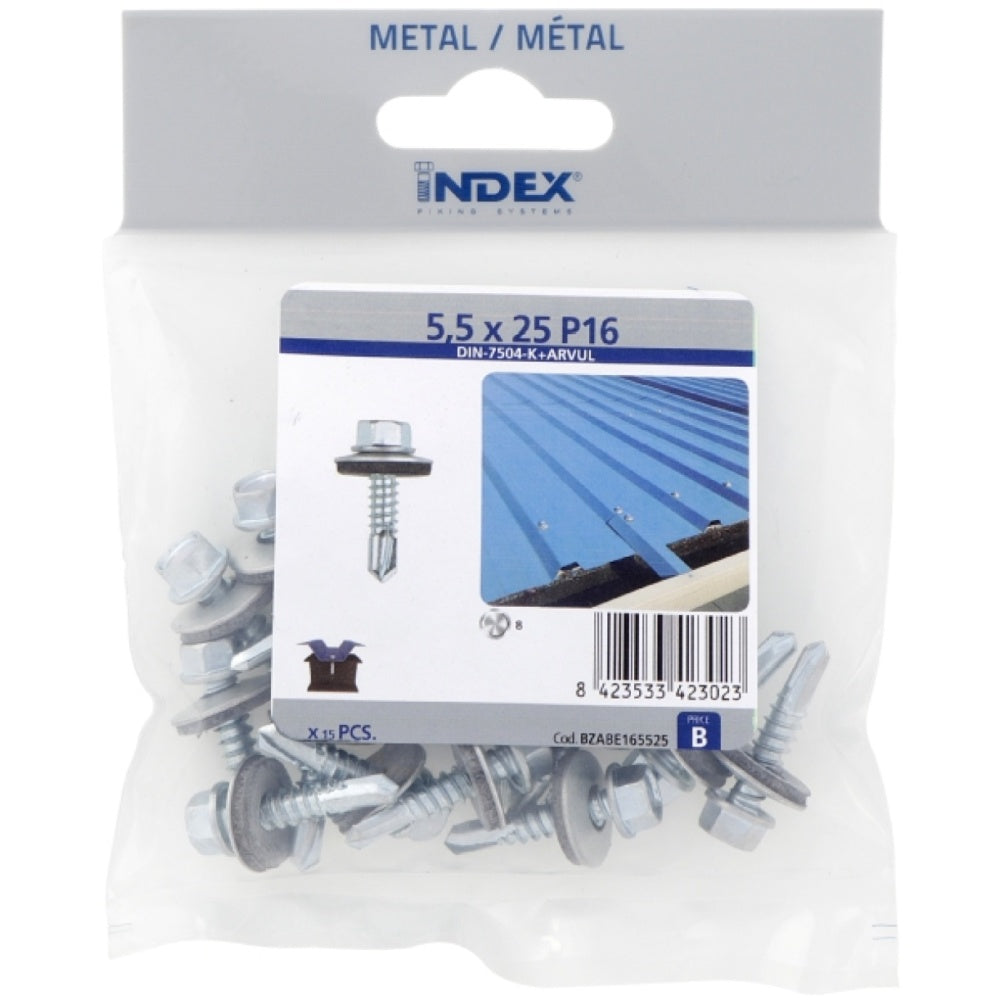 Index Prepack Hex Tek Screw Light 5.5x25 W16 Pack15
