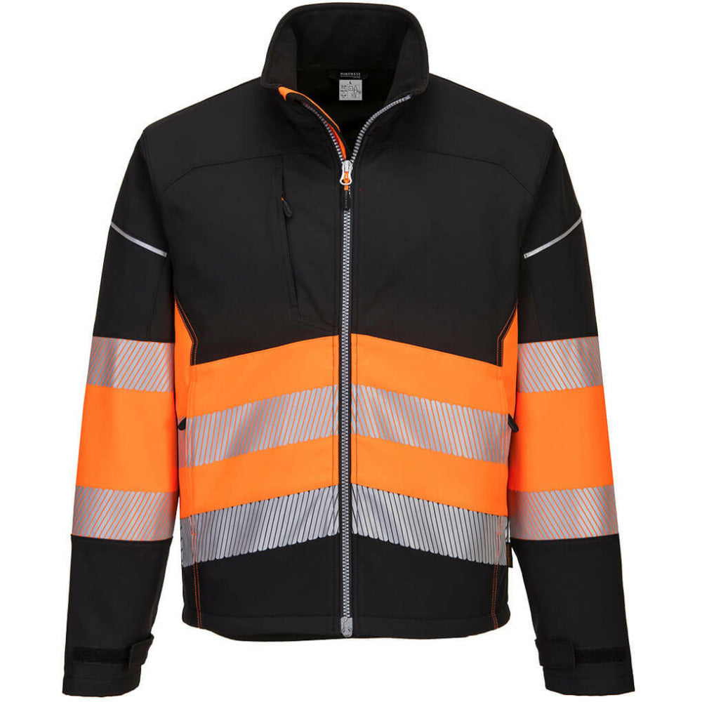 Portwest  - PW3 Hi-Vis Class 1 Softshell Jacket (3L) - Black/Orange