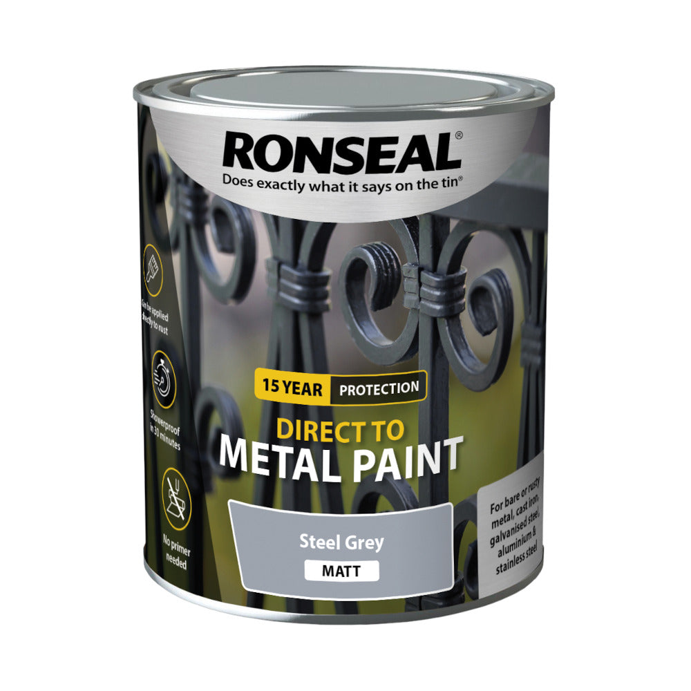 Ronseal Direct to Metal Paint Steel Grey Matt 750ml