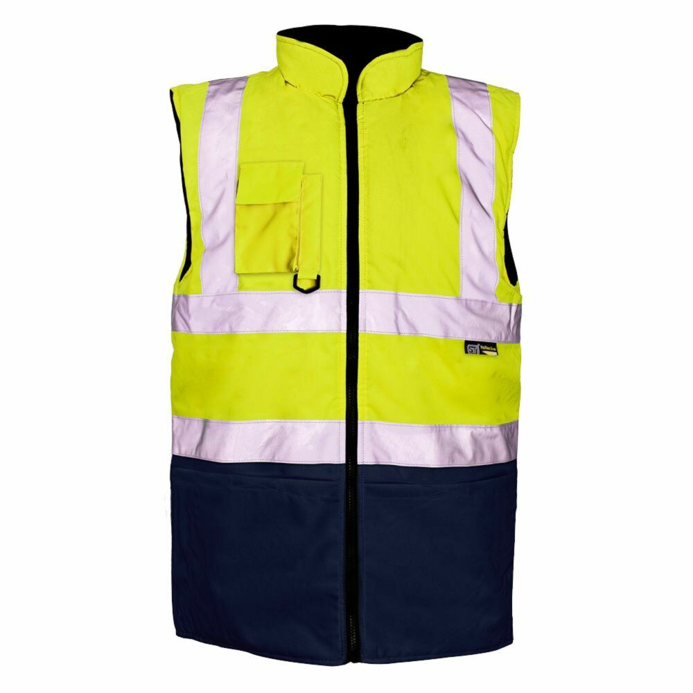 Hi-Vis Reflective 2-Tone Bodywarmer Yellow/Navy - L