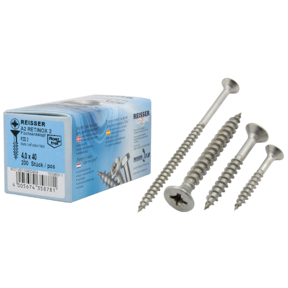 Reisser - Pozi Countersunk Wood Screw A2 Stainless Steel M4x25mm