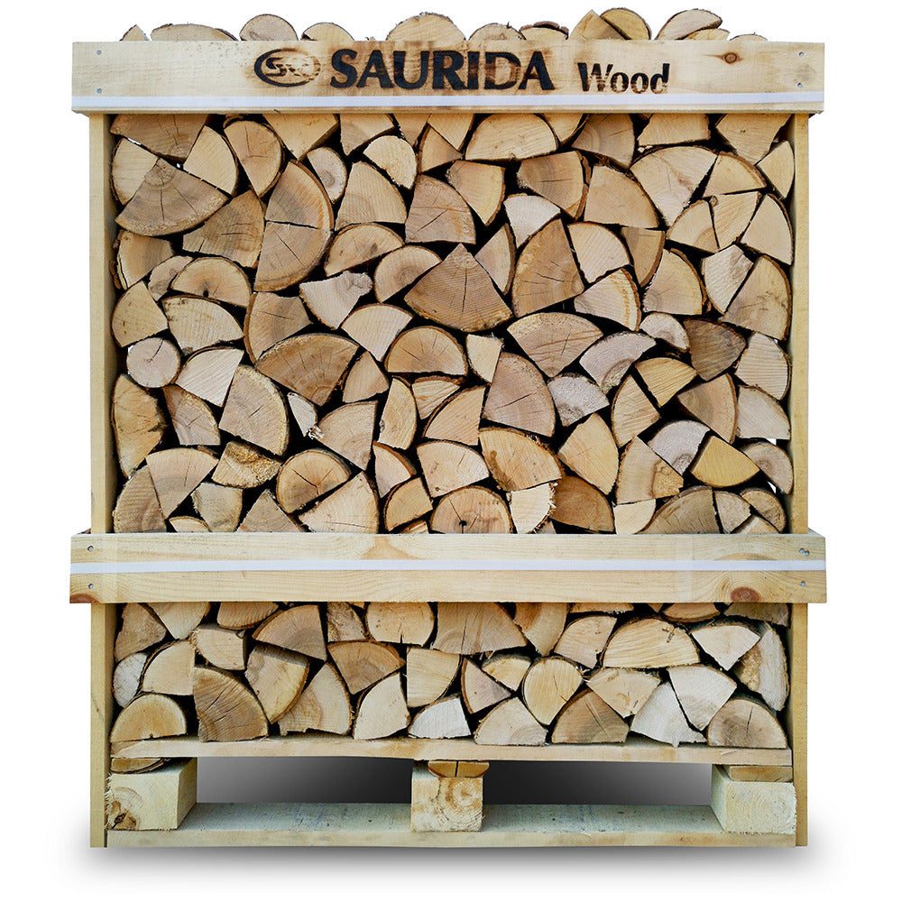Kiln dried birch firewood in wooden crate 1,96m3