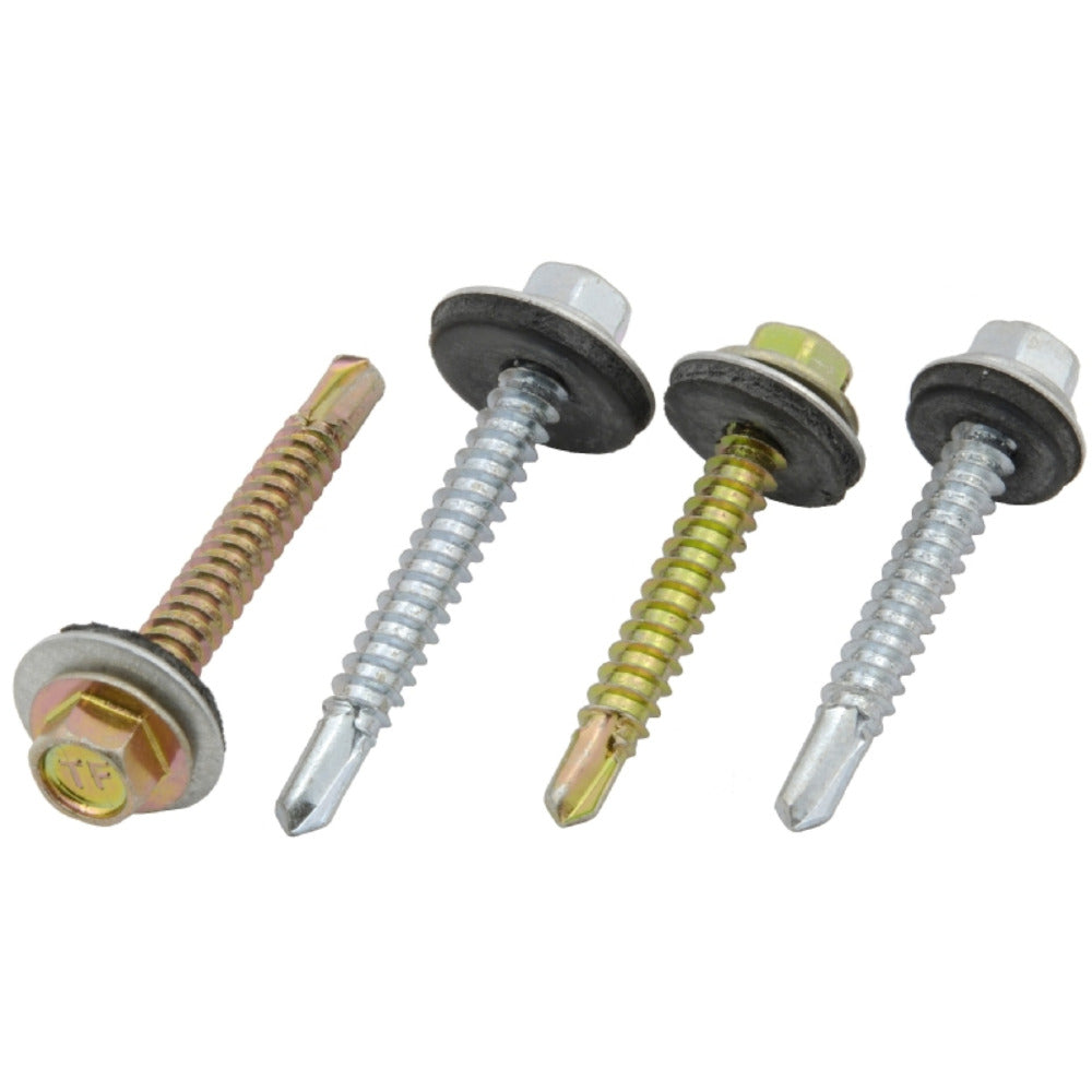 Tucks - Hex Self Drill 2 Point Screw 100pce with Washer 5.5x38mm (Carton Qty: 10 packs)