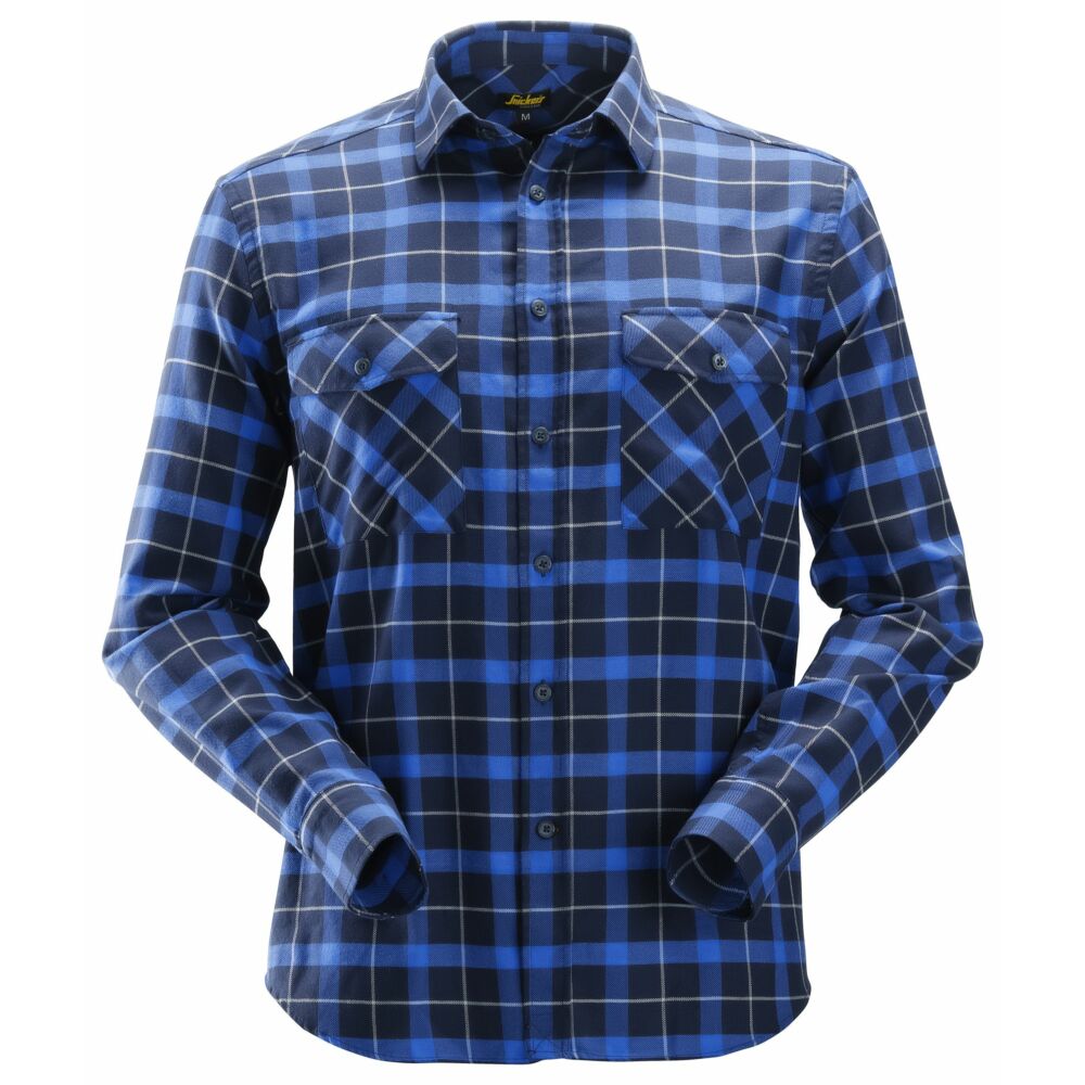 Snickers - AllroundWork, Flannel Checked Long Sleeve Shirt - Navy\\True Blue