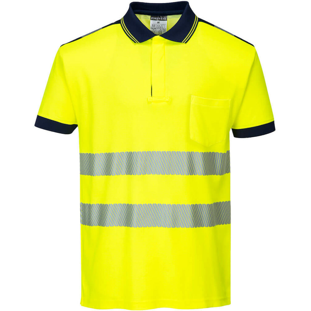Portwest - PW3 Hi-Vis Polo Shirt S/S - Yellow/Navy