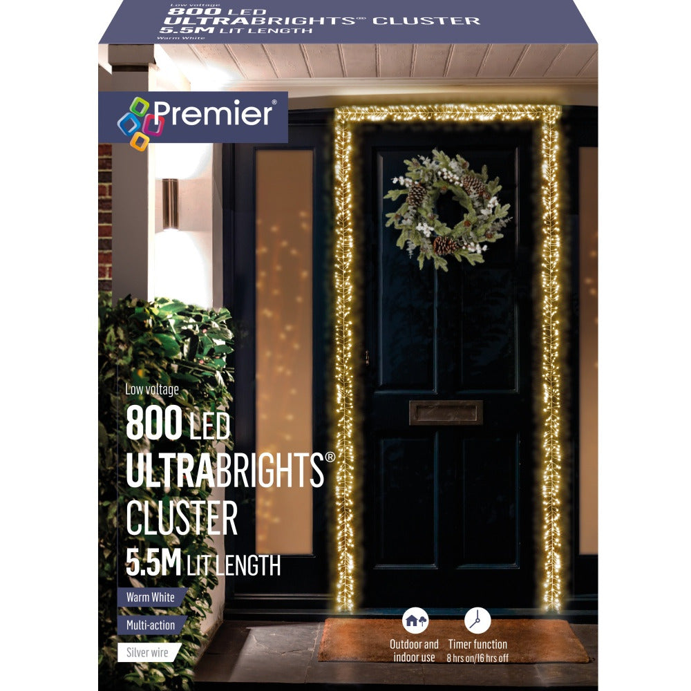 Premier - 800 LV LED M-Action Ultrabrights Cluster Door Garland - WW