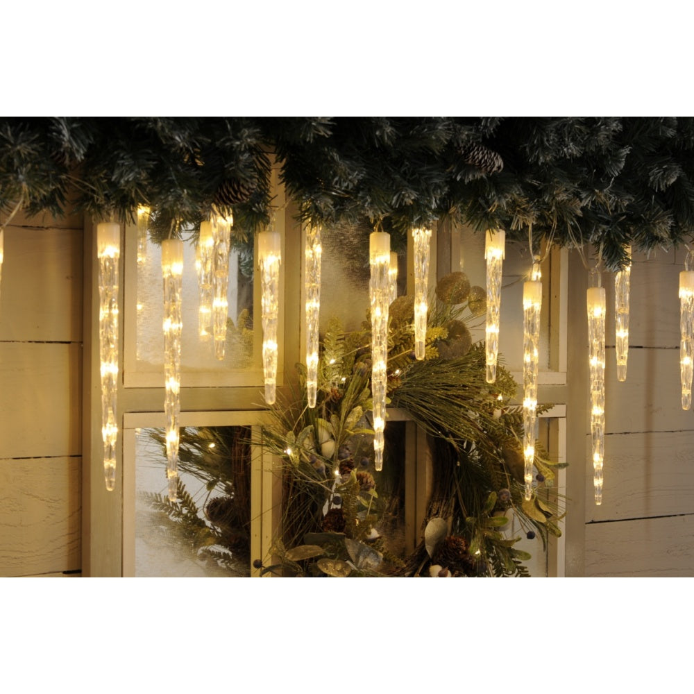Festive 24 Colour Changing LED Icicle Lights - White to Warm White