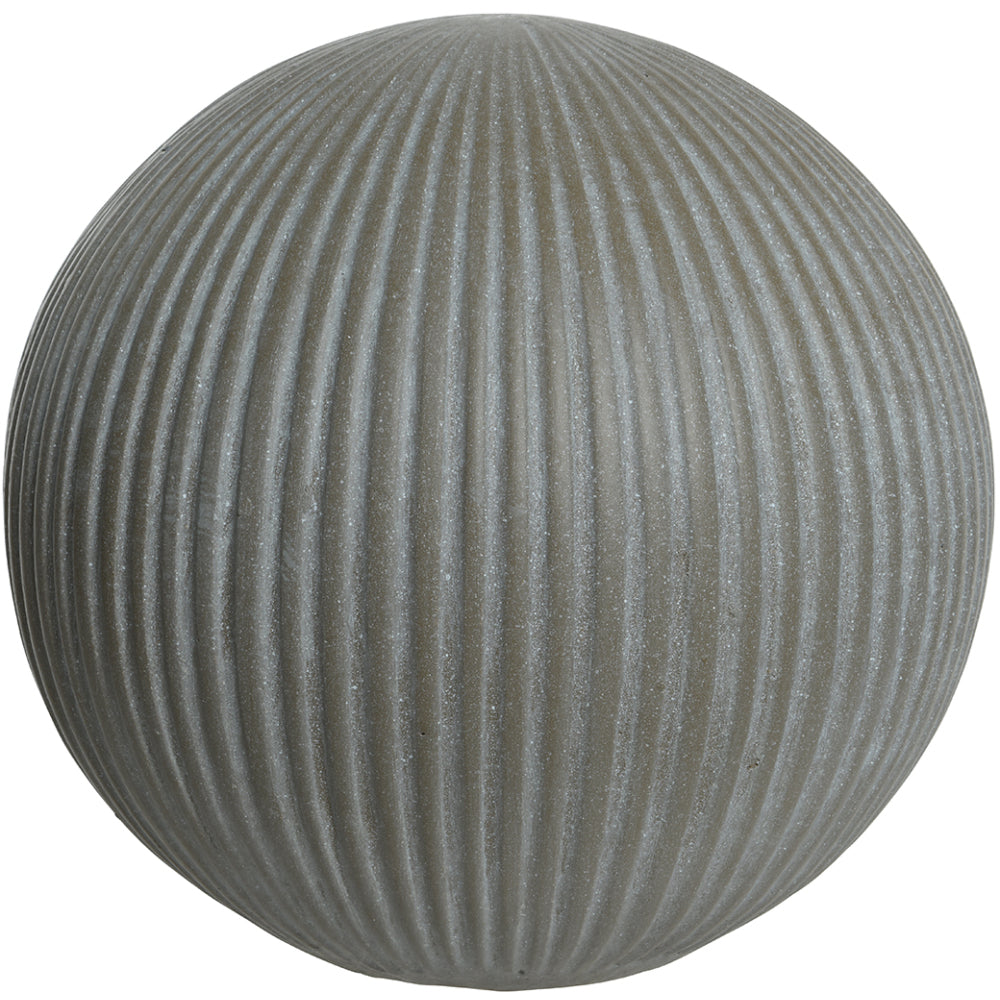 Fibre Clay Ribbed Large Garden Sphere - Taupe