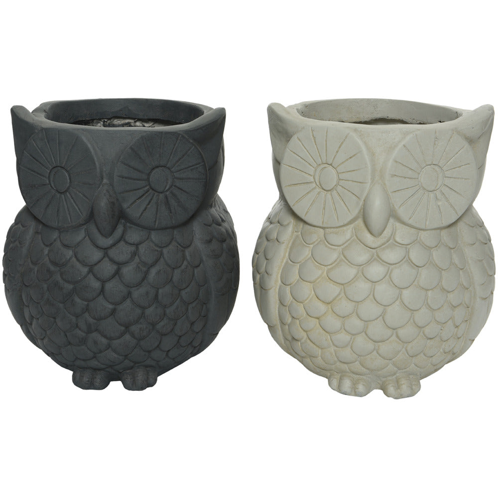Fibre Clay Owl Planter - 2 Assorted - 31cm
