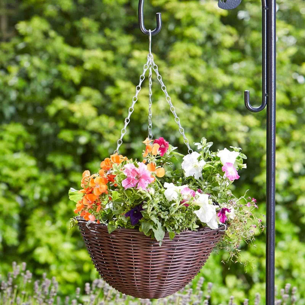 Smart Garden - 14in Chestnut Faux Rattan Hanging Basket
