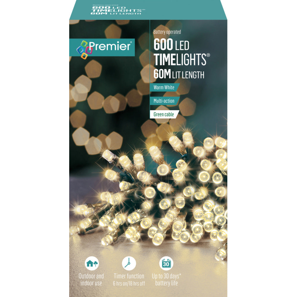 600 LED Battery Operated Timelights - Warm White