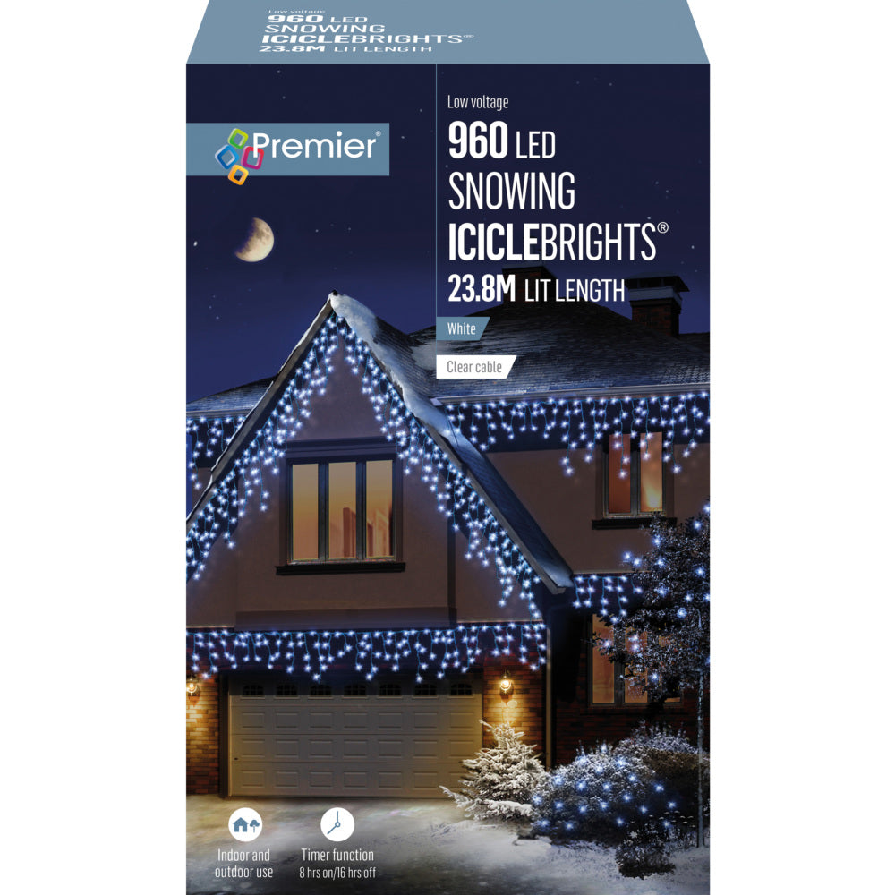 960 LED Multi-Action Snowing Iciclebrights - White