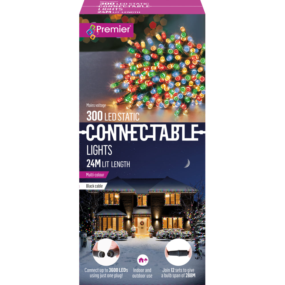 300 LED Static Connectable Lights - Multi-Coloured