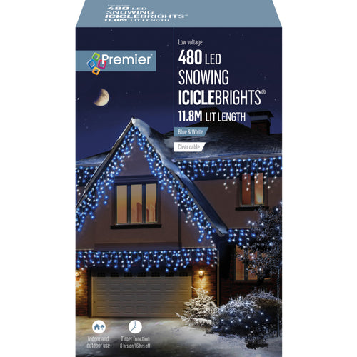 -480 LED Multi-Action Snowing Iciclebrights  - Blue White