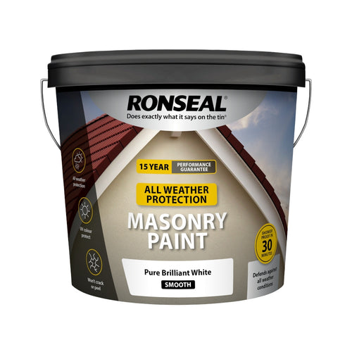 Ronseal All Weather Masonry Paint Pure Brilliant White 10L