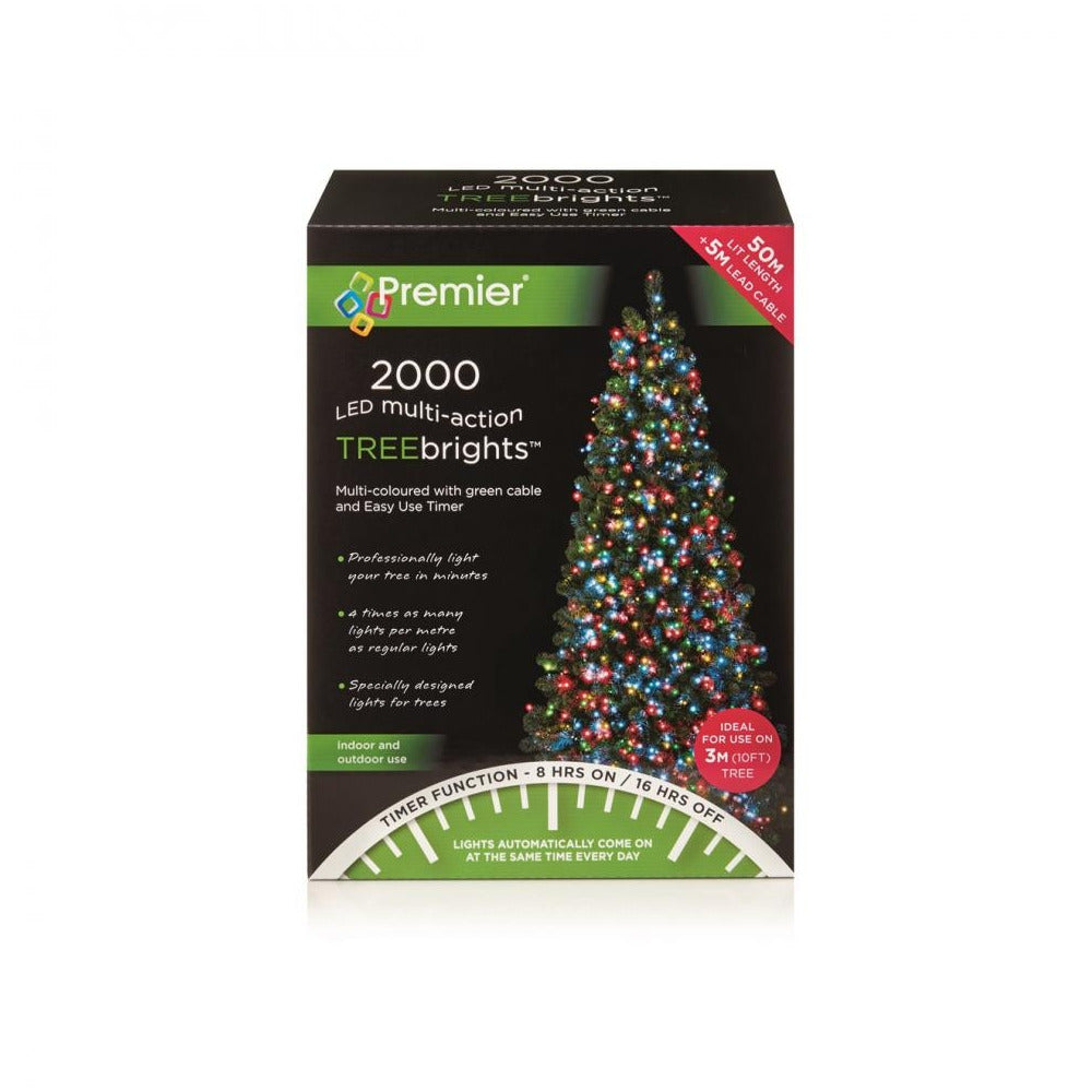 Premier Decorations - 2000 LED Multi-Action Treebrights - Multi Coloured