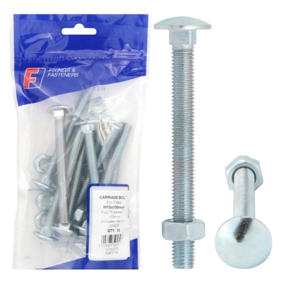 ForgeFix Prepack Carriage Bolt Zinc Plated M12x75mm (Bag5)