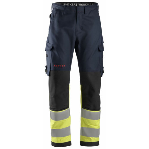 Snickers - ProtecWork, Trousers, High-Vis Class 1 - Navy/High Visibilty Yellow