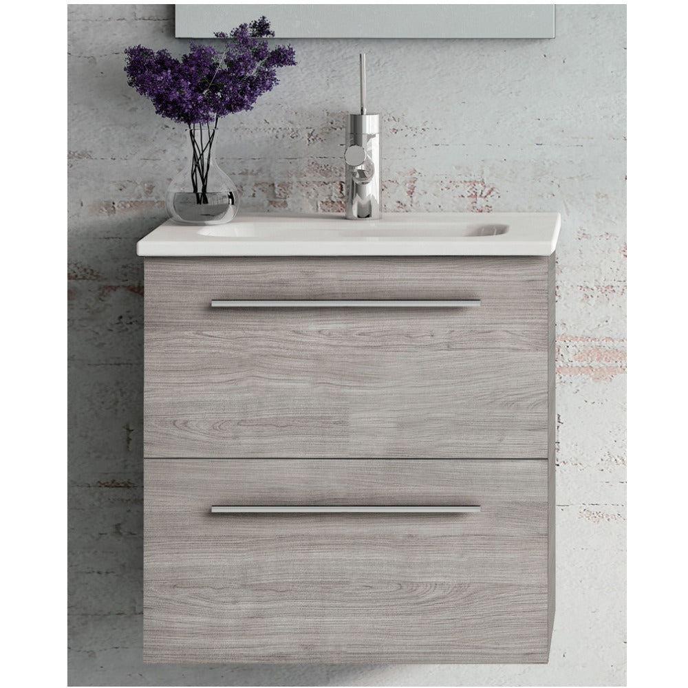 Paris Wall Hung 2 Drawer Vanity Unit Sandy Grey - 500mm