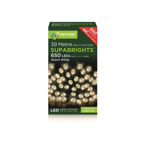 Premier Decorations - 650 LED Multi-Action Supabrights - Warm White