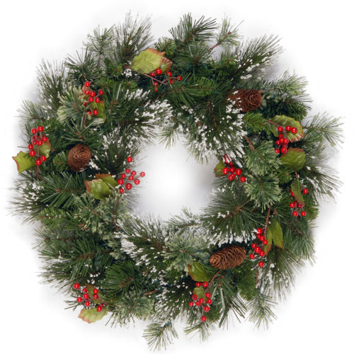 National Tree Company - Wintry Pine Wreath with Pine Cones & Berries - 60cm