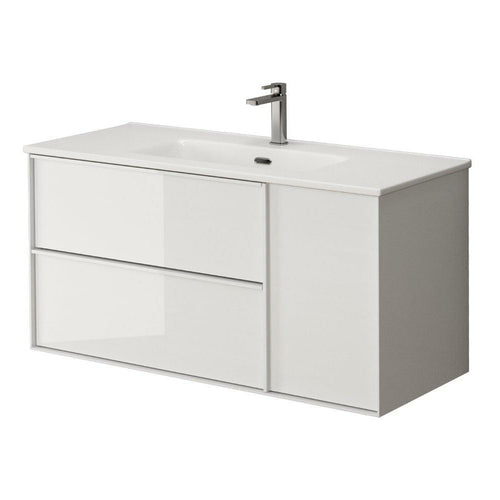 2 Drawer/1 Door Wall Hung Unit Gloss White - 100cm - (Exc Basin)