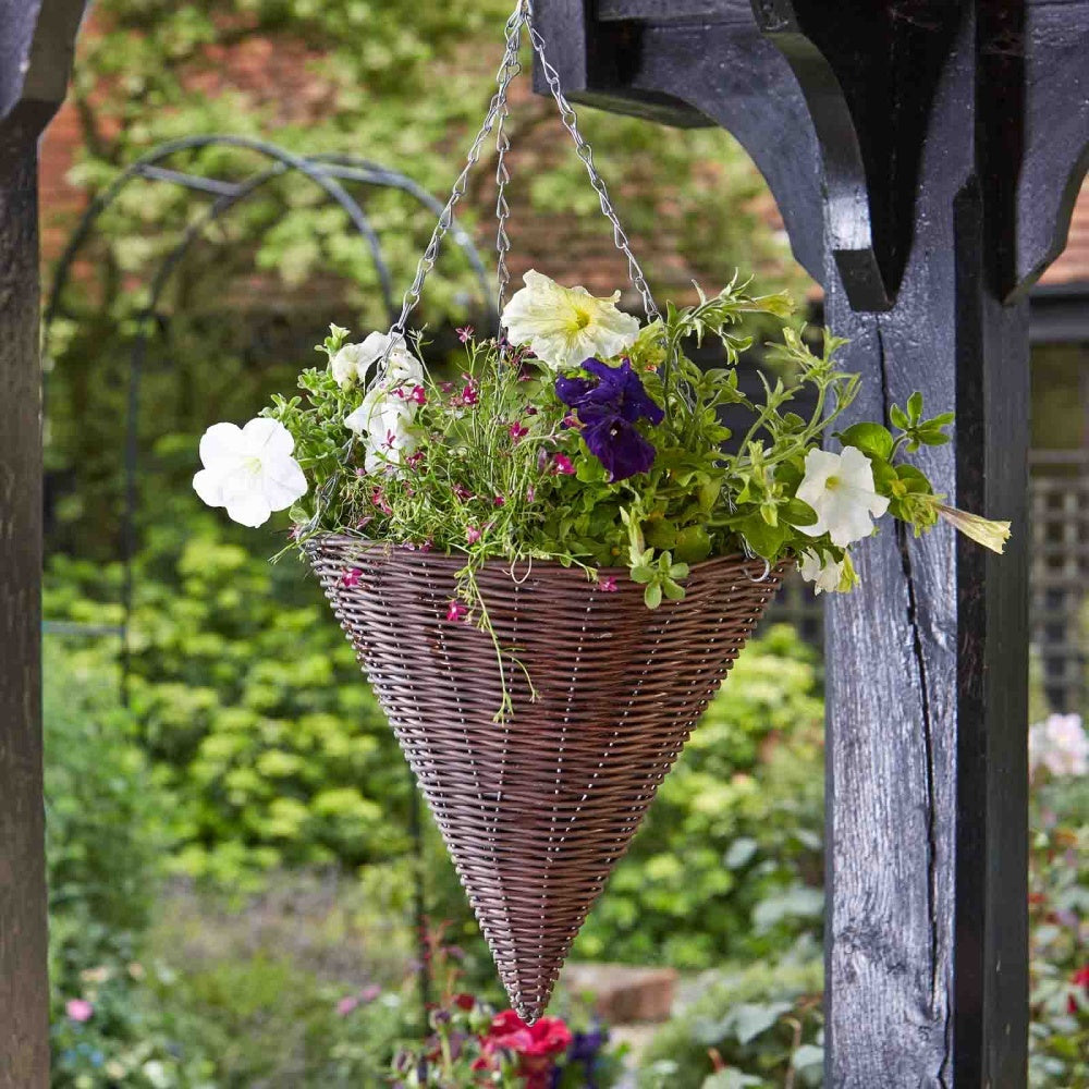Smart Garden - 14in Chestnut Faux Rattan Hanging Cone