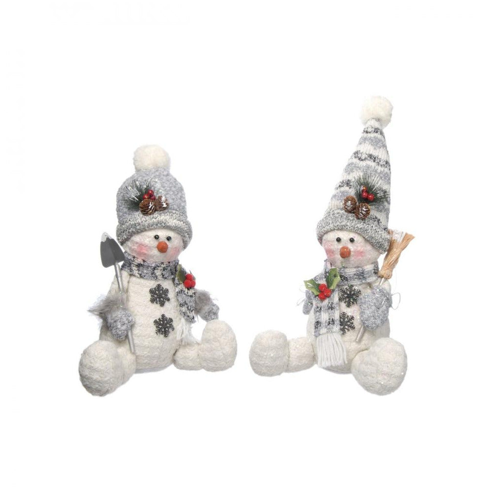 Festive - Grey Standing Snowmen - 30cm